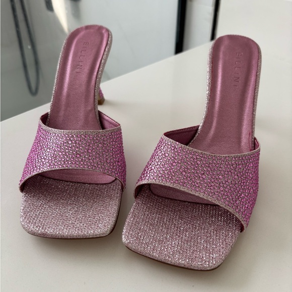 Billini Quay Pink Rhinestone Mid Stiletto Heeled Sandals NWT - Picture 2 of 11